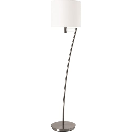 Corbel Floor Lamp Brushed Nickel Pure White Linen Shade 61Hx14W